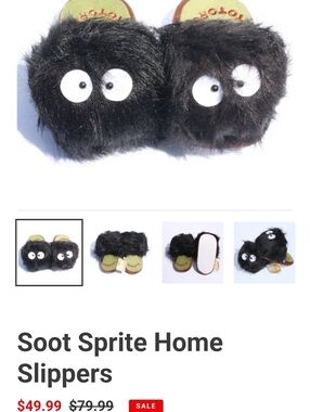 Soot Sprite Furry Home  Slippers 10 1/2 In